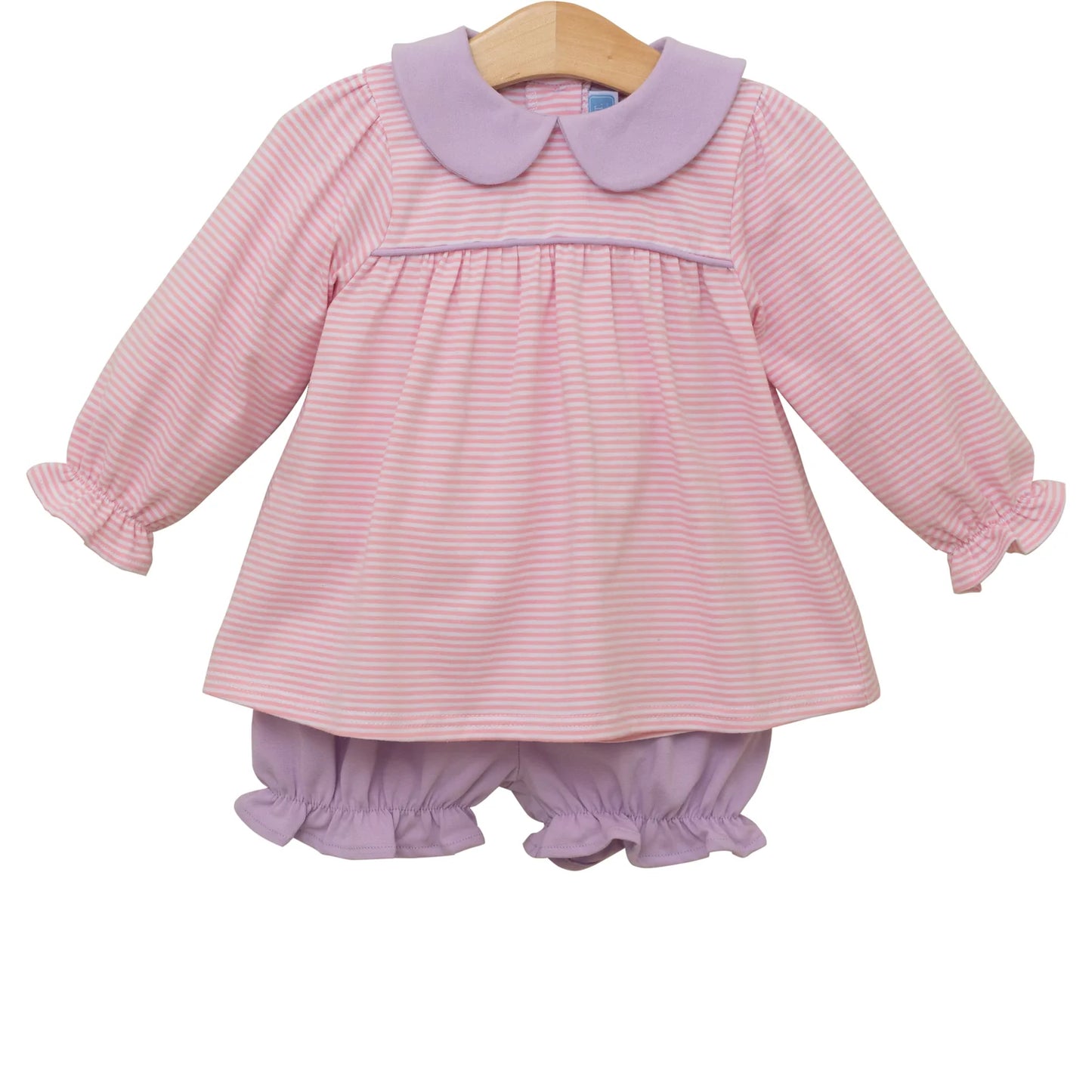 Katherine Bloomer Set- Light Pink Stripe/Lavender