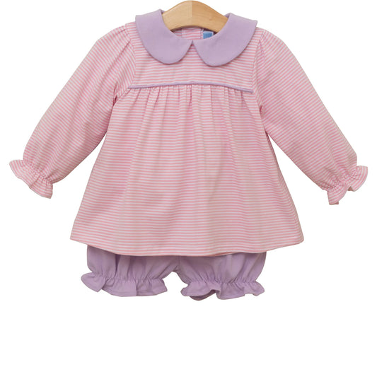 Katherine Bloomer Set- Light Pink Stripe/Lavender