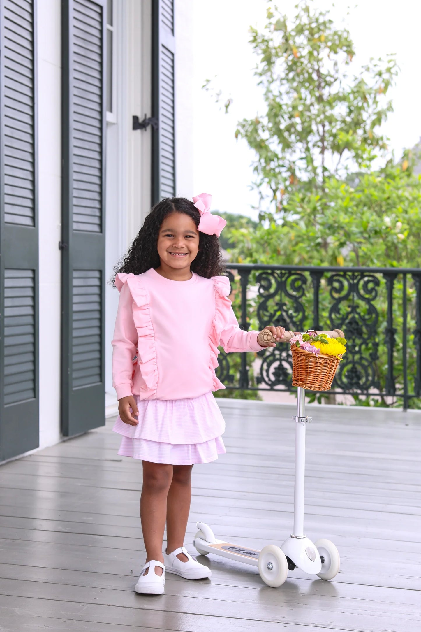 Laura Ruffle Pullover- Light Pink