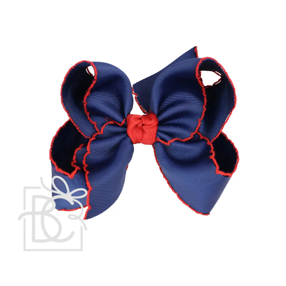 Crochet Edge Bow-Red & Navy