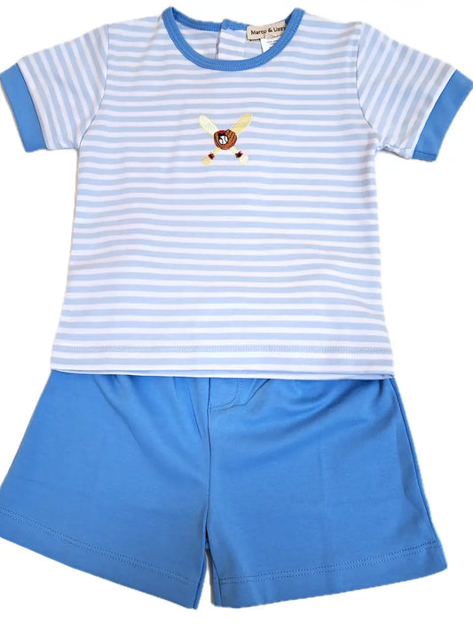 Baseball Applique Boys Short Set
