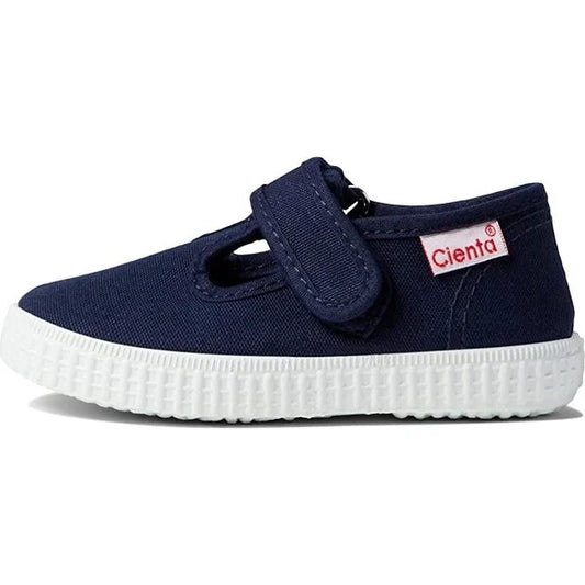 Navy Canvas Velcro  T-Strap