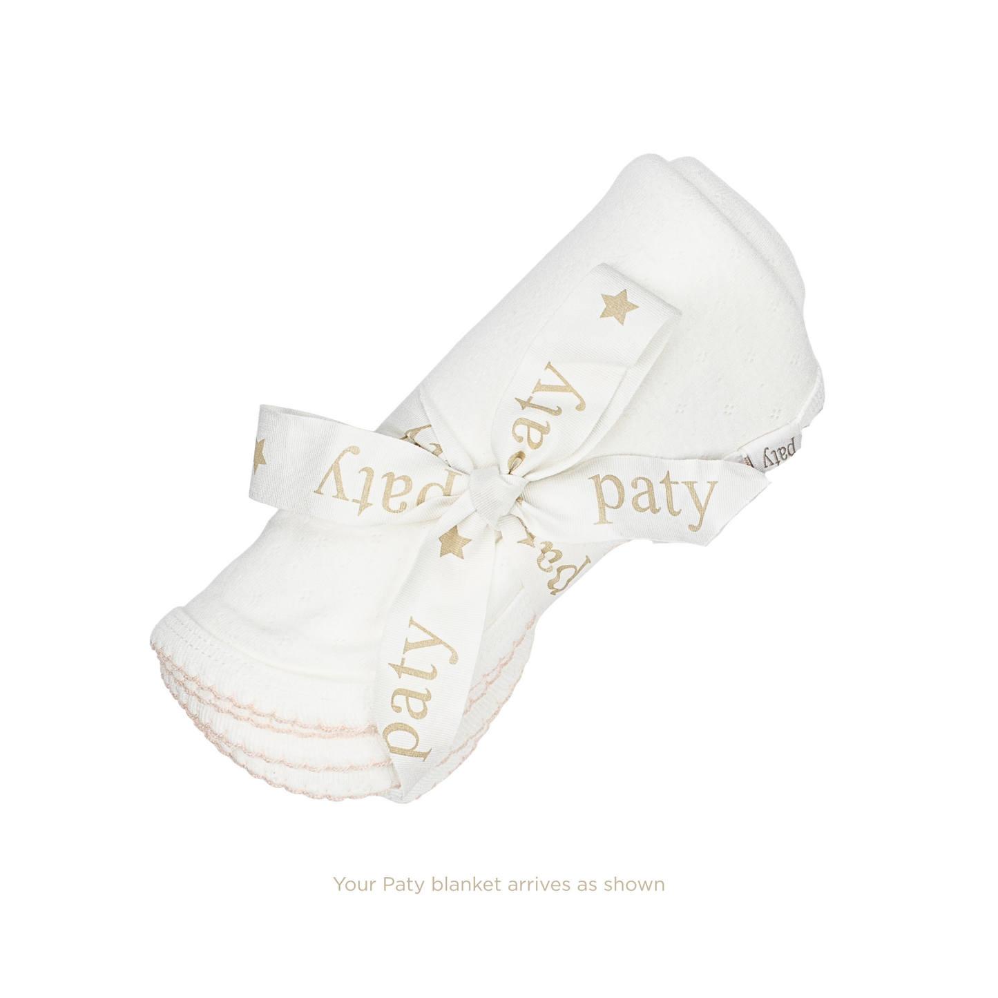 POINTELLE KNIT WHITE/PINK SWADDLE BLANKET