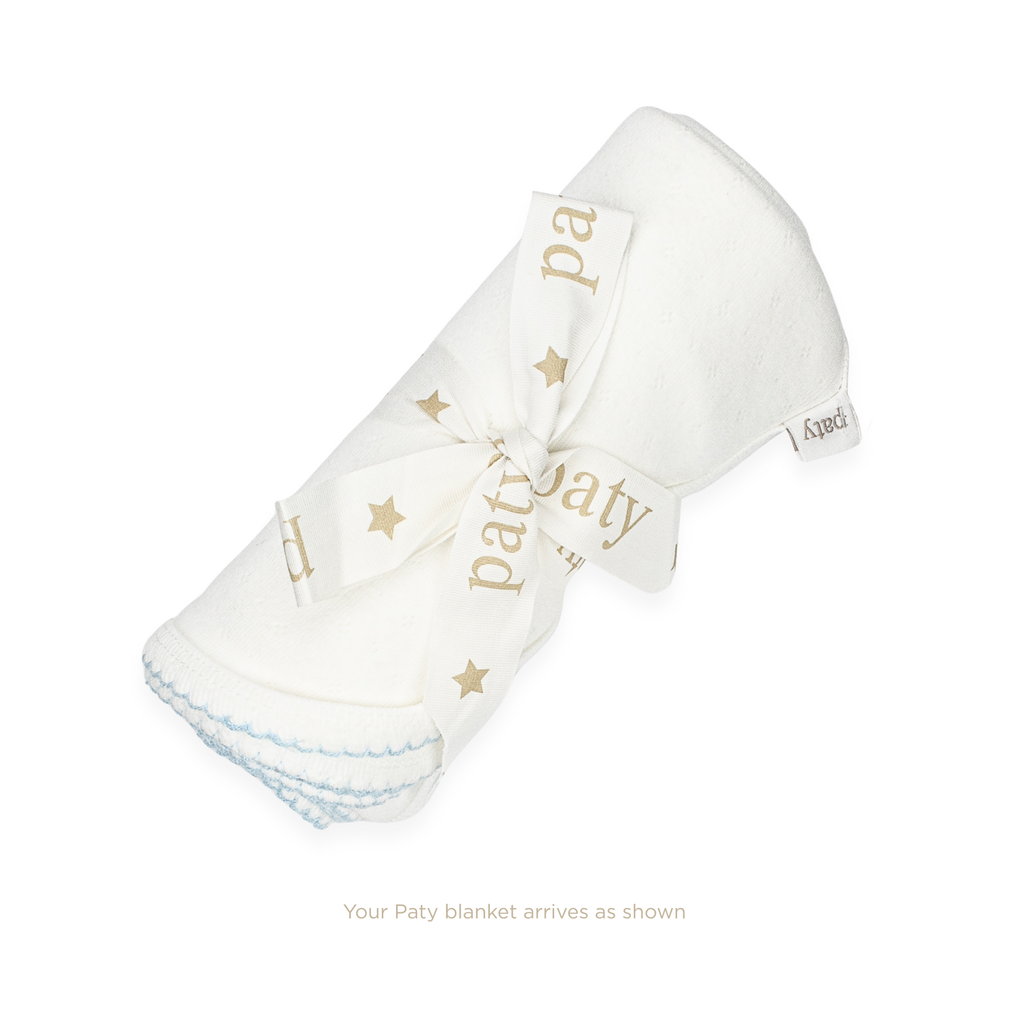 POINTELLE KNIT WHITE/BLUE SWADDLE BLANKET