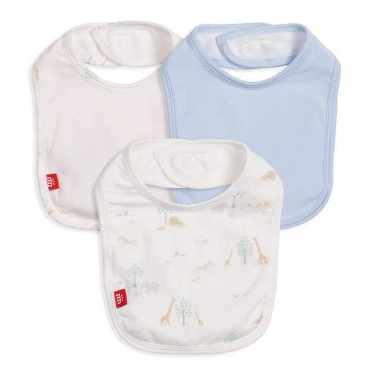 3 Pack White Serene Safari Bibs